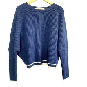 Duffy Women’s Medium Blue Wool Cashmere Sweater Dolman Sleeve Crewneck